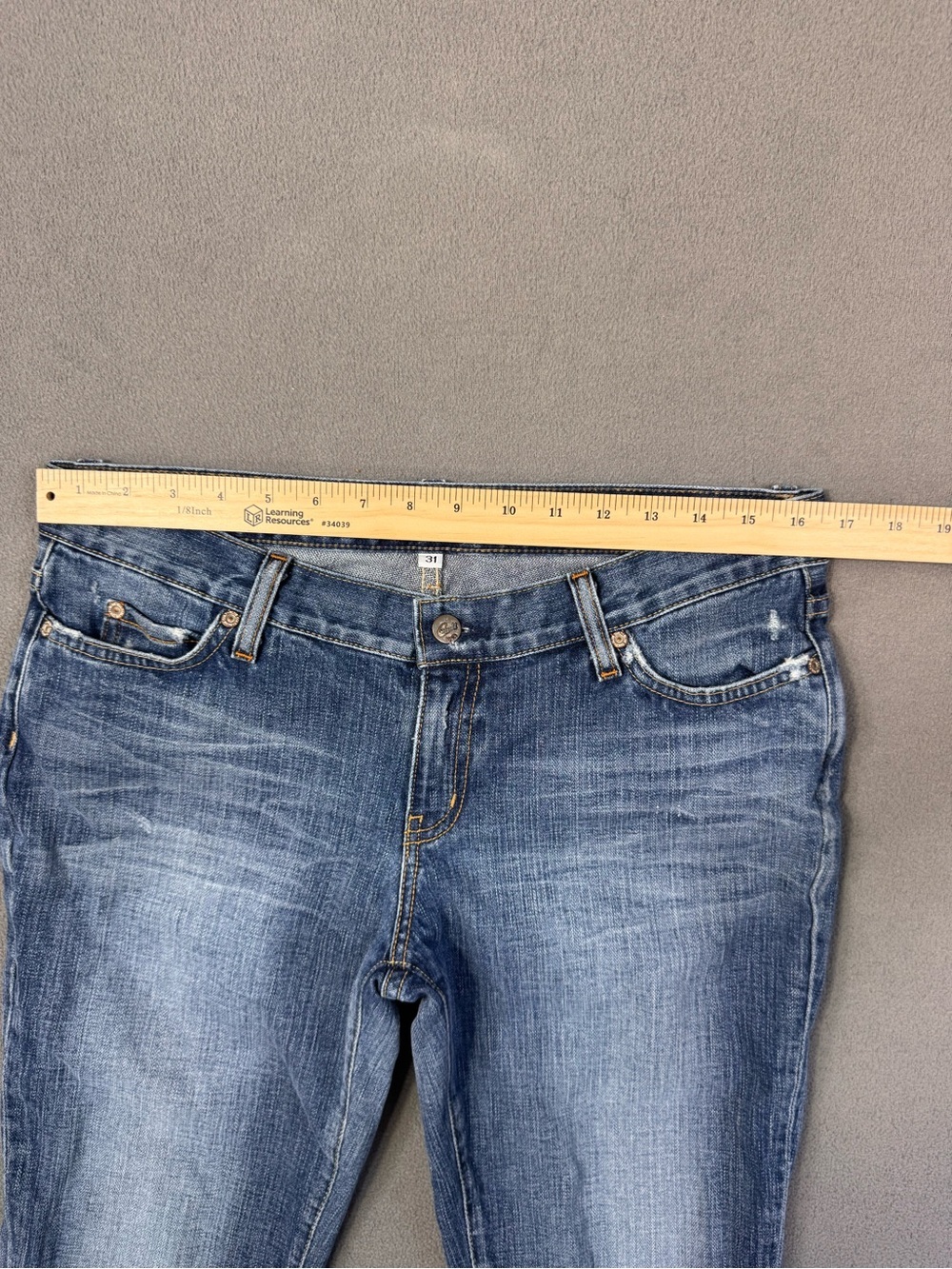 Y2K BLUE CULT Women’s Low Rise Medium Blue Washed Bootcut Flared Jeans, 31 - Picture 4 of 14